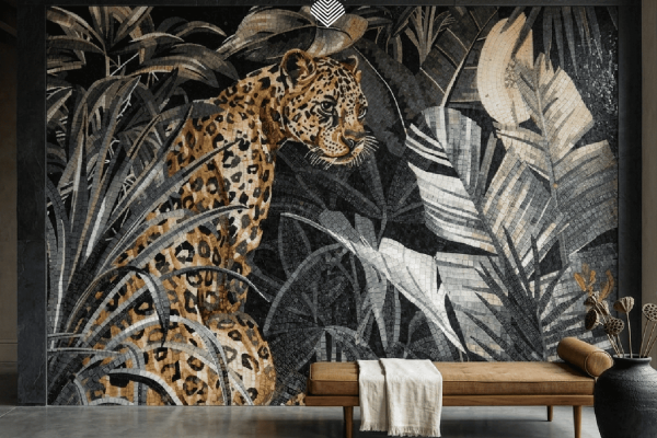 luxury wildlife mosaic mural installation
