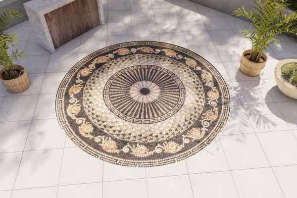 marble mosaic medallion floor outdoor render