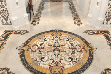 opulent luxury marble mosaic floor decorative waterjet