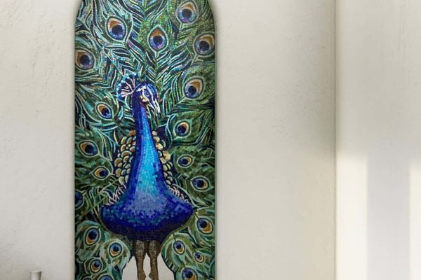 peacock mosaic handcut murano glass wall niche art