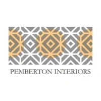 Pemberton Interiors logo with geometric orange and gray pattern symbolizing modern, elegant interior design branding.