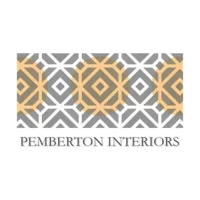 Pemberton Interiors logo with geometric orange and gray pattern symbolizing modern, elegant interior design branding.
