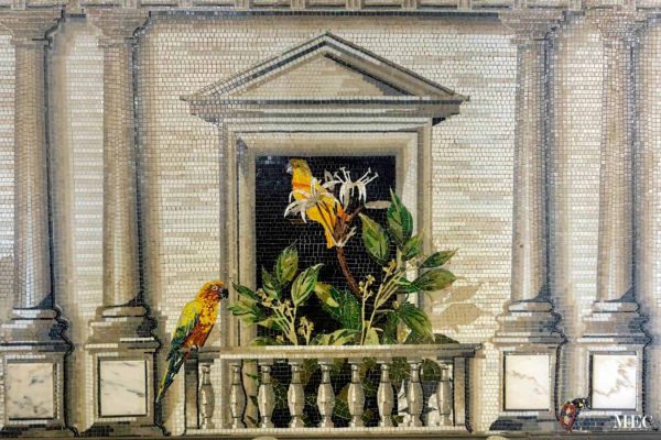 tropical birds Sun Conure parakeet yellow parrot handcut mosaic tile art