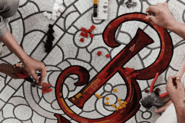 typography mosaic for a modern bakery